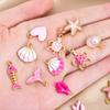 10pcs Cute Green Purple Pink Enamel Ocean Crab Conch Fishtail Heart Charms Alloy Pendants DIY Necklace Bracelet Jewelry Findings