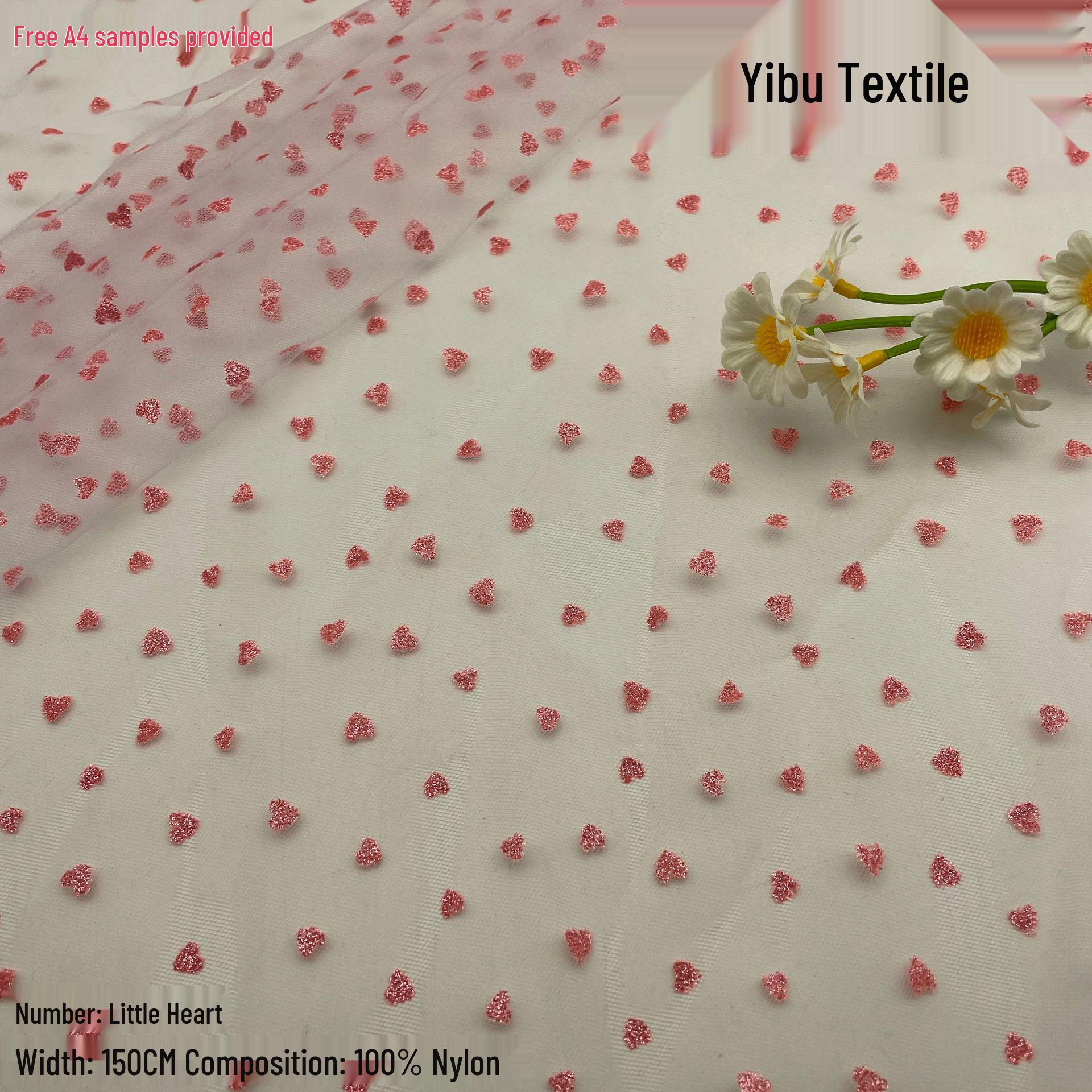 

Children’s Pink Heart Mesh Fabric for Skirts, Hair Accessories, and DIY Crafts жёлтый