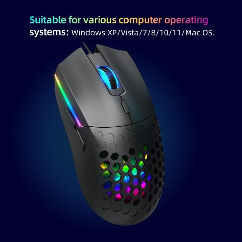 RGBs Illuminates Cord Opticals Mouse Hollows Design 6 Programmable Button 6400DPI For Desktop Office Gaming