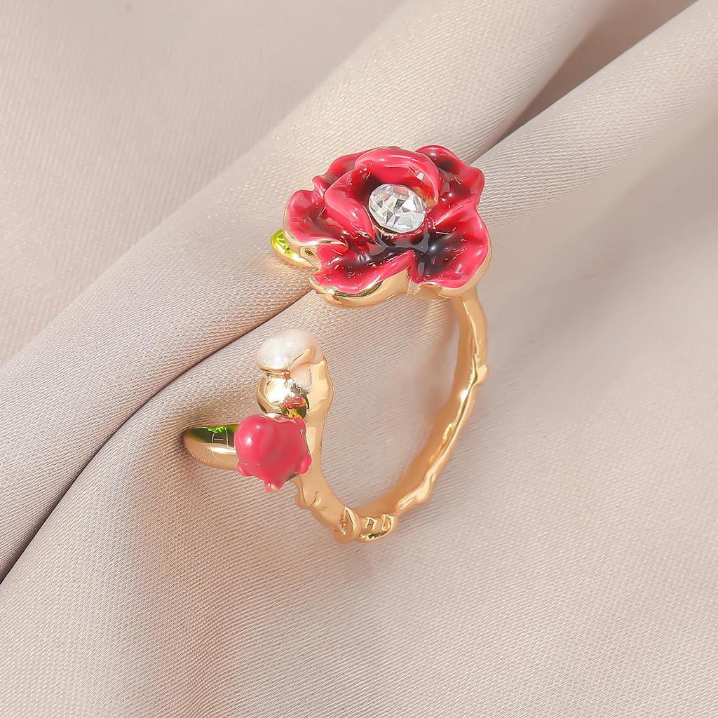 Pastoral Flower Alloy Ring: Japanese-Korean Style, Unique Design, Index Finger Accessory for Trendy Women