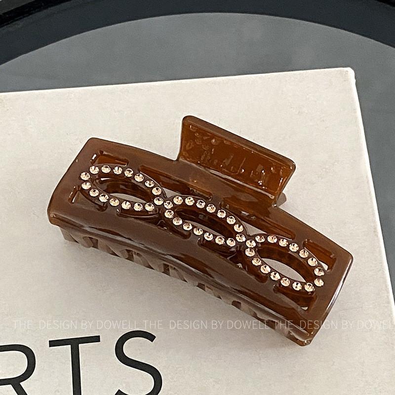 

Шикарный и элегантный корейский стиль, зажим для волос из смолы с блестящими стразами для женщин Brown7.3cm