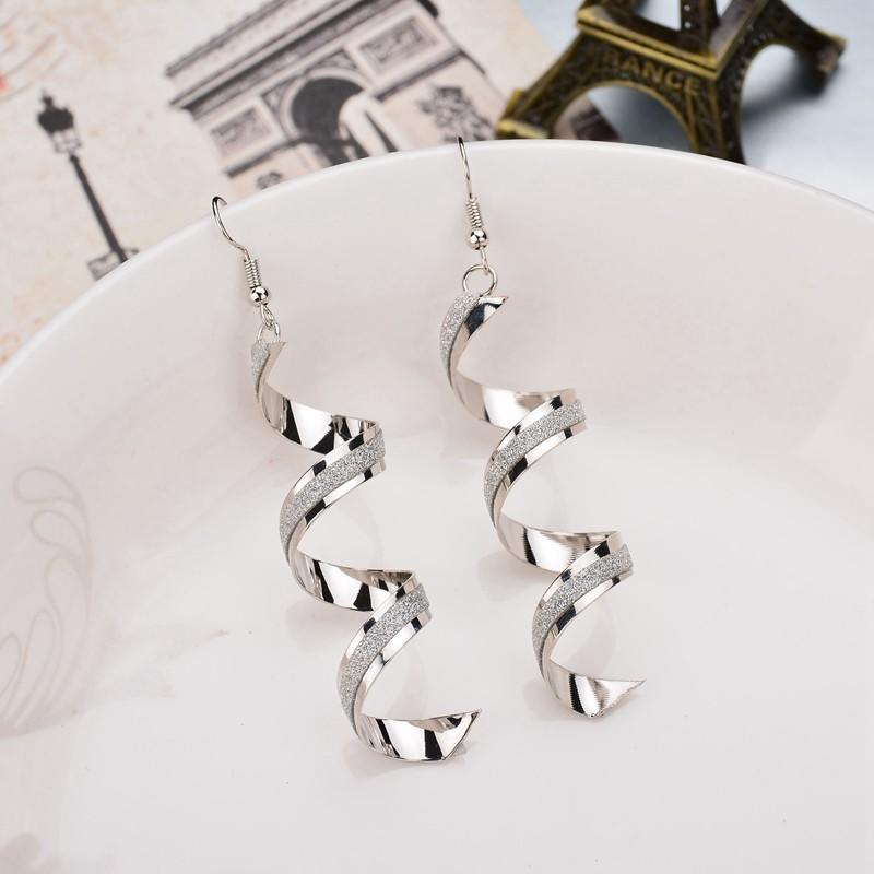 Women Frosted Spiral Pendant Dangle Earrings Fashionable Geometric  Eardrop Jewelry for Ladies