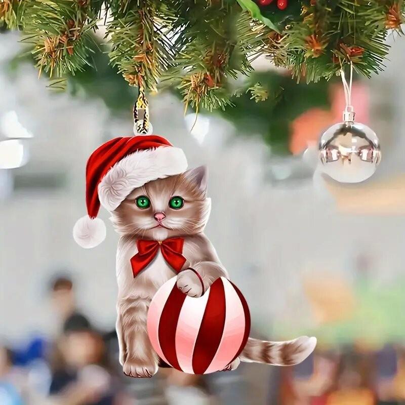 Cat Acrylic Cute Pendant With Ball Fun Car Decoration Charming Hanging Accessory Vehicle For