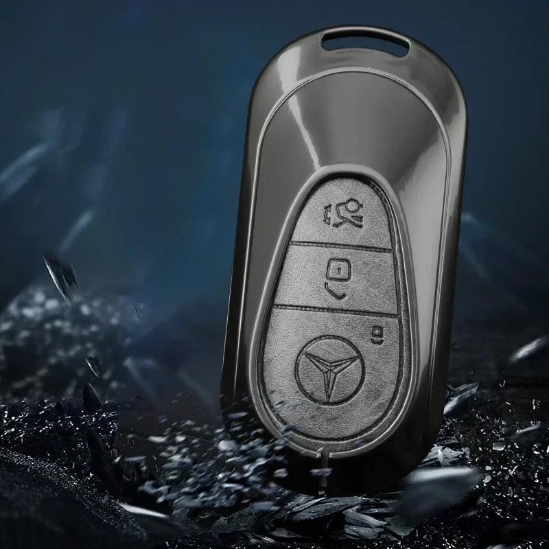 AXX2   Leather Car Key Case Cover Shell Holder Bag For Mercedes Benz 2022 C S Class W206 W223 S350 C260 C300 S400 S450 S500 Accessories