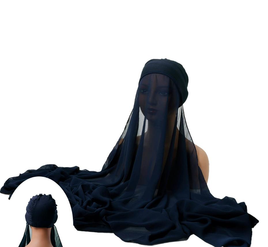 Ramadan Instant Hijabs Chiffon Hijab Scarf With Jersey Caps Bonnet Brand Design Muslim Scarf Women Islamic Underscarf Hijabs