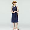 Women's Retro Denim Hemp Sleeveless Midi Dress