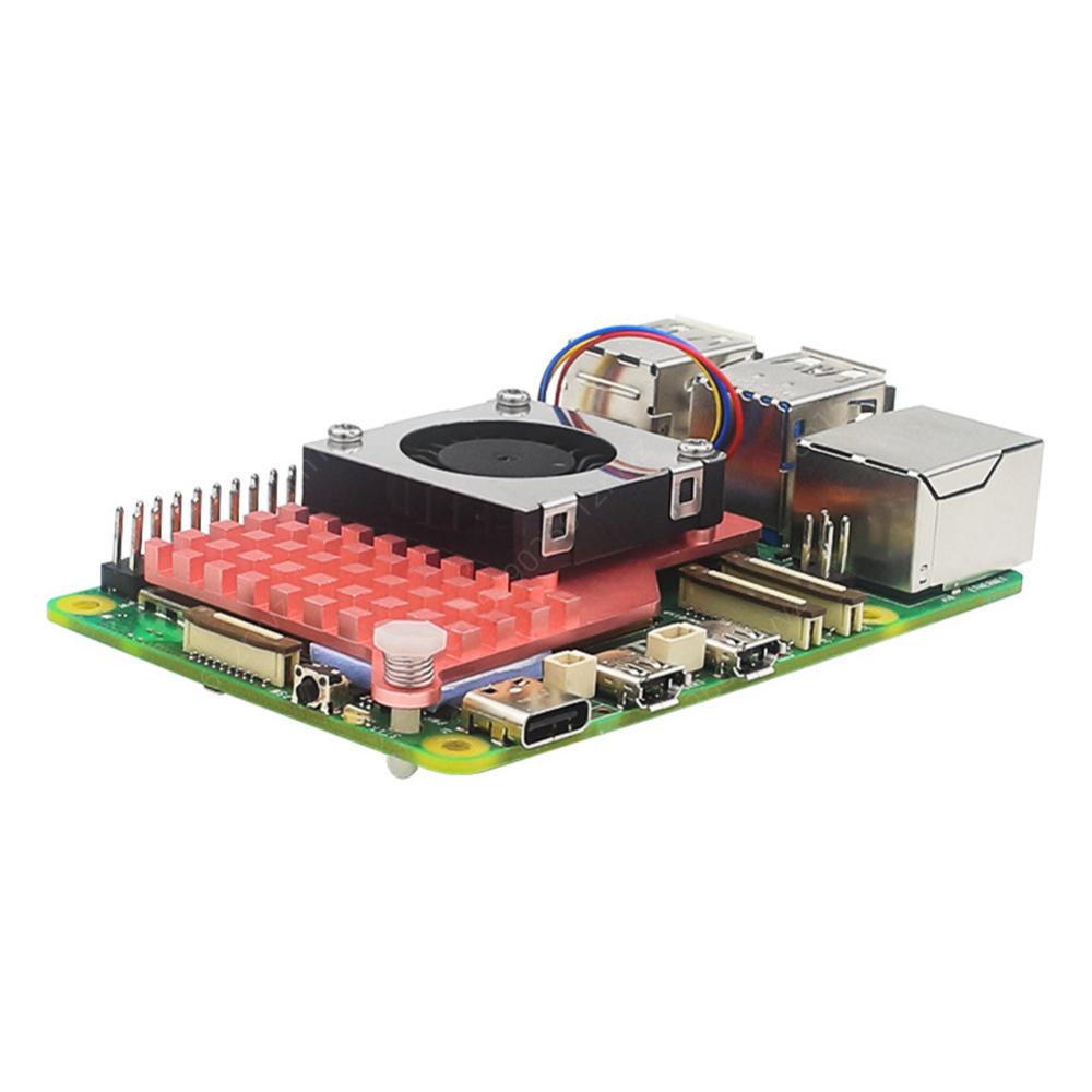 For Raspberry Pi 5 Active Cooler Software Control Heatsink Radiator w/Adjustable Speed Cooling Fan Cooling Radiator Pure Copper