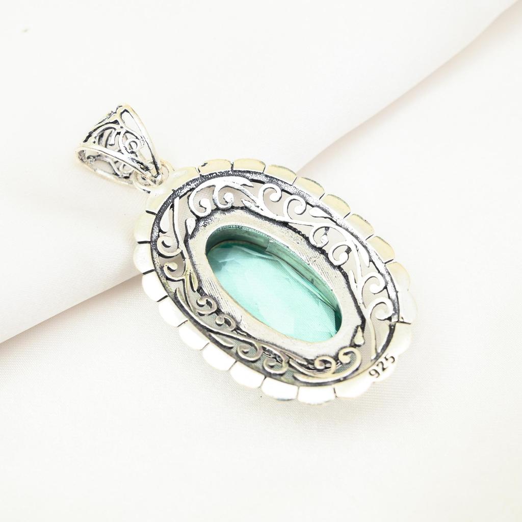 Aqua Apatit Anhänger, 925 Sterling Silber Anhänger, handgemachter Edelstein Schmuck, Geschenke für Frau, brandneuer Anhänger