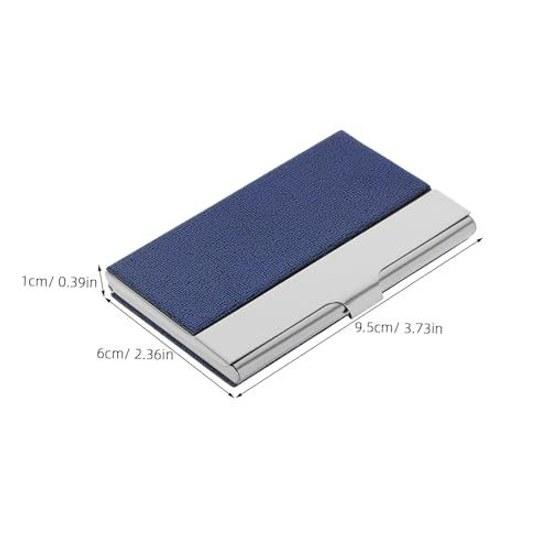 No-brand item blue stainless PU material slim minimalist design business card holder can also be used as credit case sufficient capacity durable use