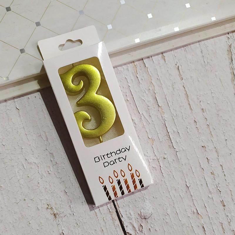 Gold Number Birthday Candles - Large Box Set for Kids' Birthday or Full Moon Party Cake Decorations (10 Boxes)