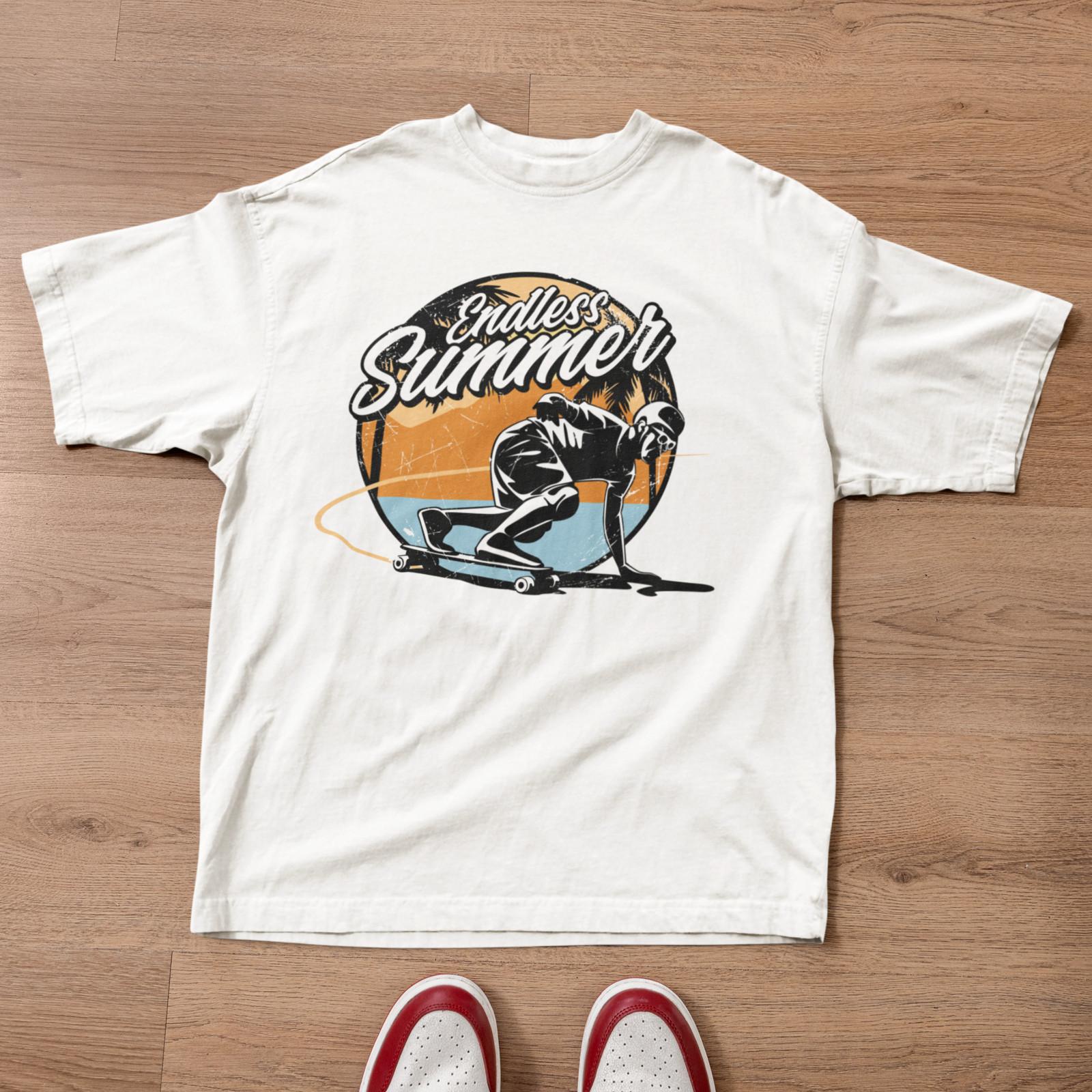 Retro Skate Summer T-Shirt Endless Vibes Sunset Graphic Tee S