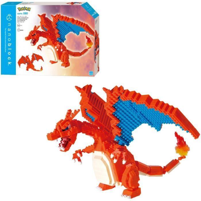 Figurine Pokémon Dracaufeu (Charizard) - BANDAI - Nanoblock - Figurine en Briques 860 pièces - Kit Construction - NBPM80