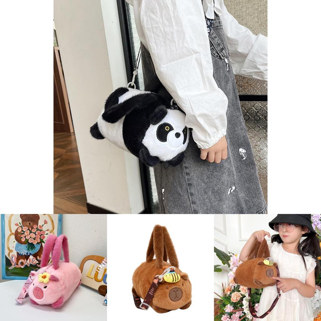 Adorable Capybara Plush Cartoon Handheld Purse Stylish Kids Crossbody Bag For 2024