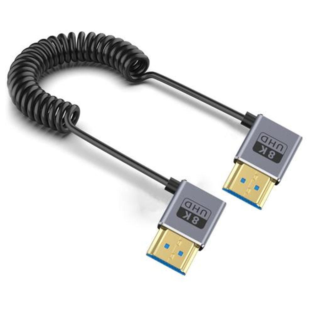 

0.7m Spring Coaxial 8K 48Gbps HDMI 2.1 Cable HD Video Right Angled to Right Angled Adapter Cord As Shown A