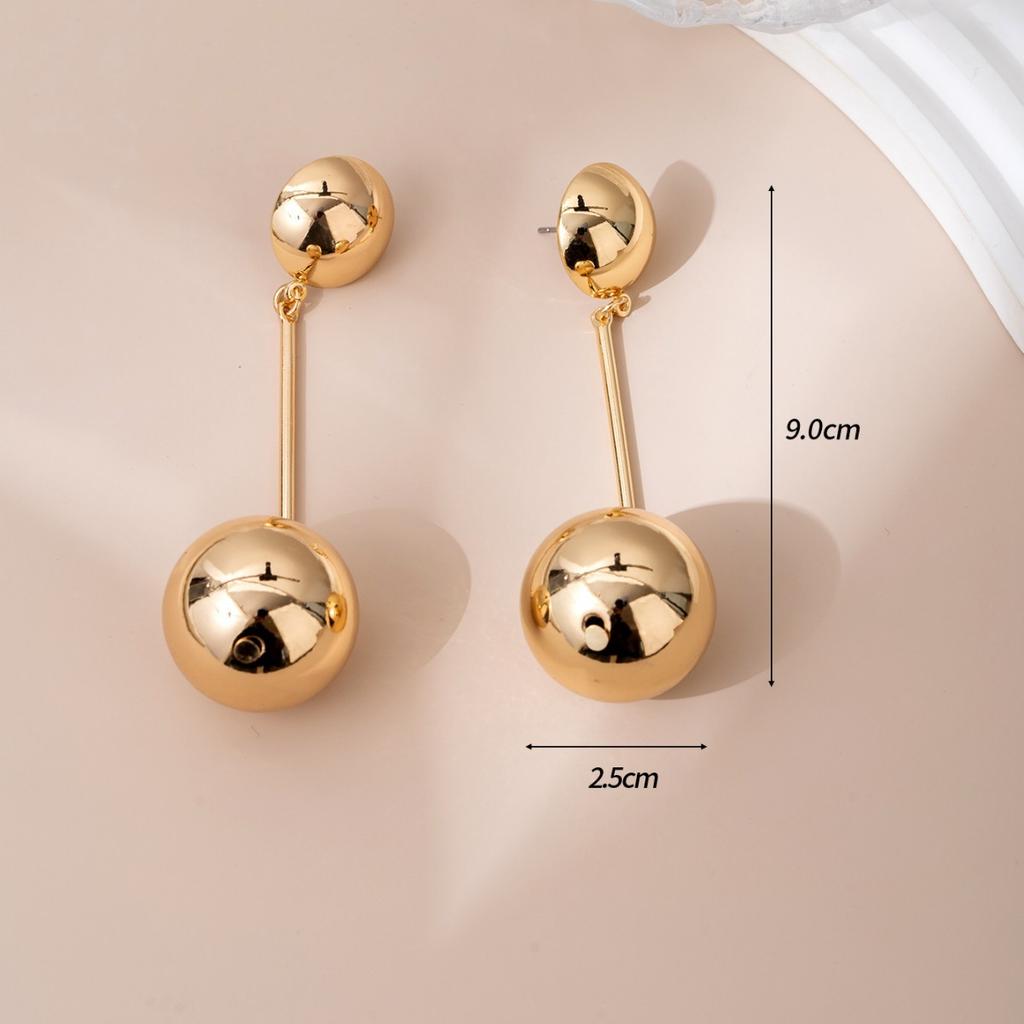Minimalist style personalized spherical long light luxury silver needle earrings versatile jewelry