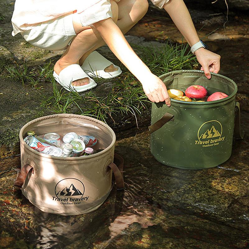 Tragbarer Faltbarer Eimer 5L 10L Großes Fassungsvermögen Outdoor Camping Reise Zusammenklappbarer Handlicher Wasserbehälter Für Outdoor Wandern