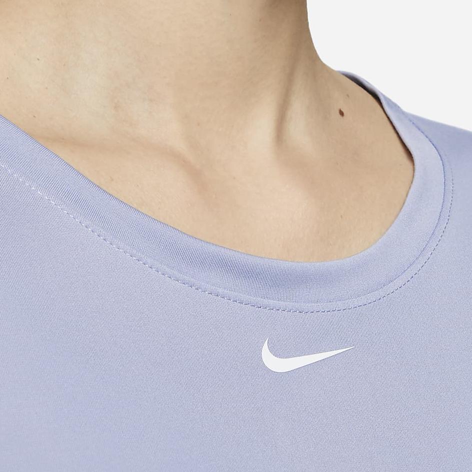 Nike Solid Color Logo Round Neck Short Sleeve T-Shirt Women tops Indigo-Mist DD0639-519