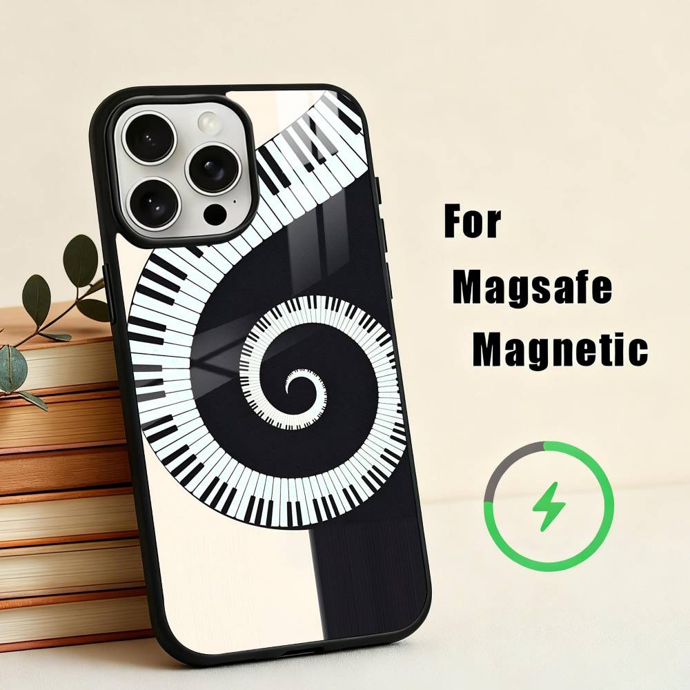 

Keyboard Art Piano Phone Case For iPhone17,16,15,14,13,12,11 Plus,For Magnetic Wireless Charge Cover iPhone12mini