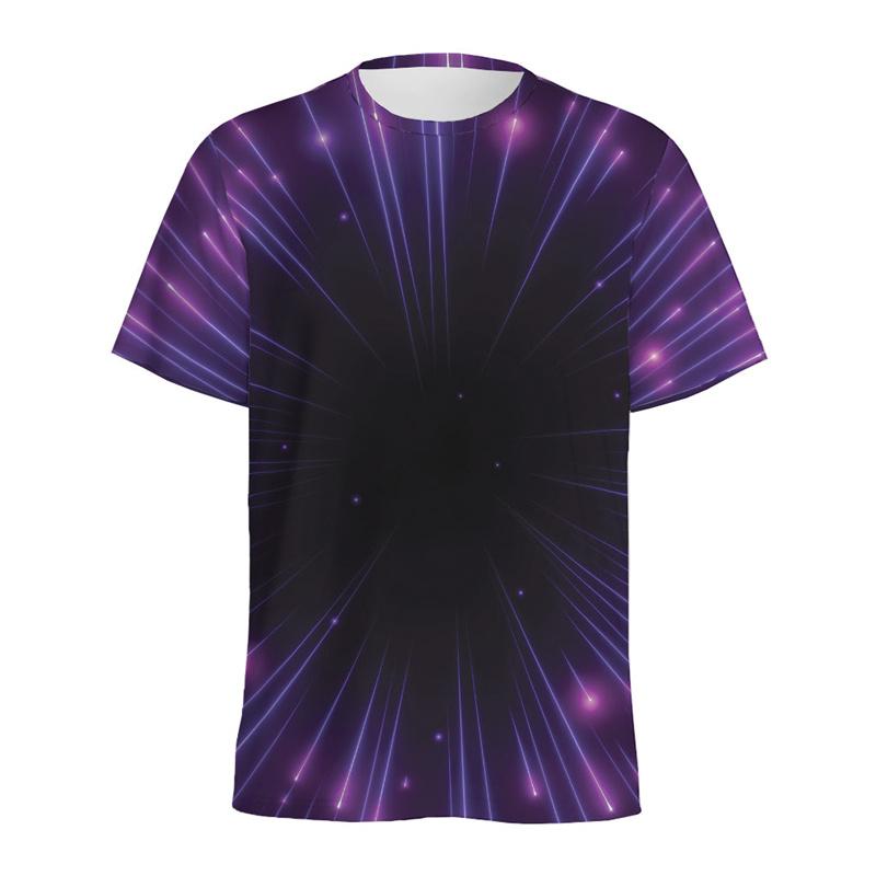Hyperspace Lights Muster 3D-Druck Herren T-Shirt Tops Damen Lose Kurzarm Sommer Streetwear T-Shirt