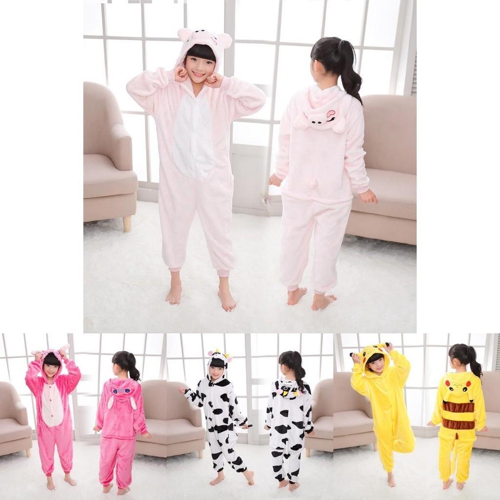 Premium Quality Halloween Kids Pajamas Cosplay Costume Featuring Pokemon Pikachu Dragon Cow Designs