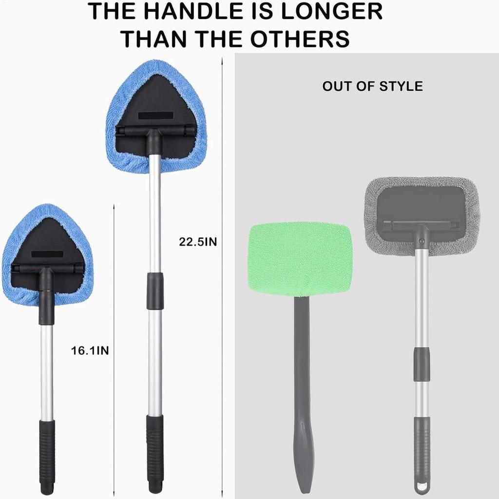 Extendable Windshield Cleaner Tool, Detachable Window Wash Brush for Car Truck RV Boat, Interior Exterior Glass Cleaning Tool