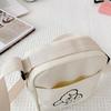 Casual Cute Tote Bag Lovely Print Canvas Messenger Bag Solid Color Adjustable Shoulder Strap Crossbody Bag Shoulder Bag