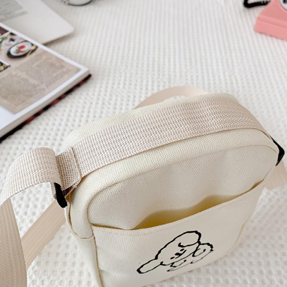 Casual Cute Tote Bag Lovely Print Canvas Messenger Bag Solid Color Adjustable Shoulder Strap Crossbody Bag Shoulder Bag