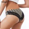 Women's Sexy Low-Rise Briefs Lace Stitching Ice Silk Panties Breathable Close-Fitting Underwear