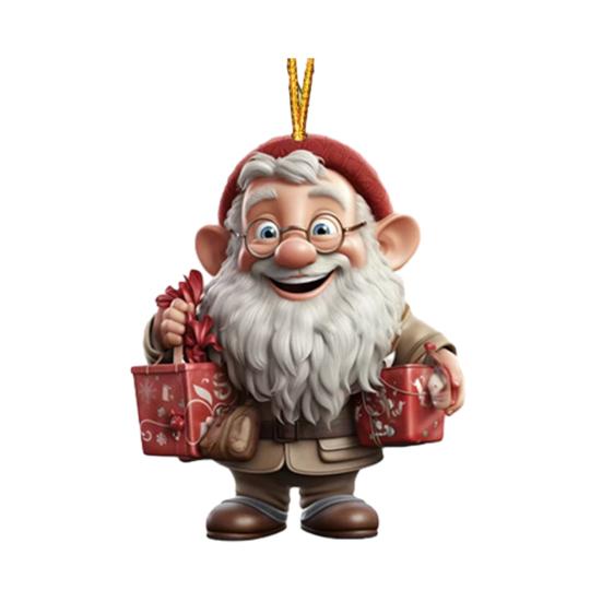 

Юшенг Рождественское украшение Санта Клаус 2D акриловый мультяшный Санта с подарочной коробкой украшение для рождественской елки для праздничного домашнего декора K