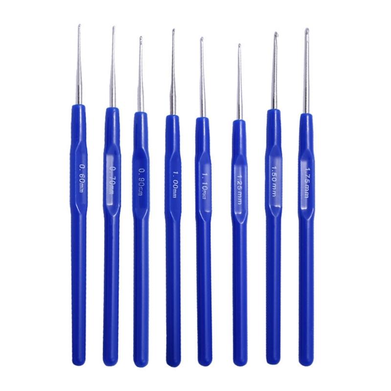 8/10PCS Crochet Hook Set for Arthritic Hand, Ergonomic Handles, 0.6mm-2.0mm Crochet Needle for Lacework, DIY Craft