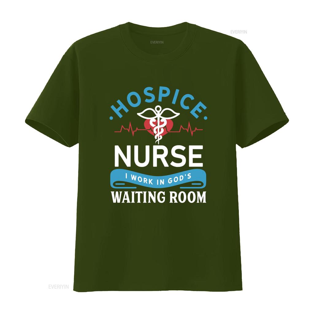 Hospice Nurse T Shirt I Work In Gods Waiting Room Design Medical Symbol Heartbeat Line Print Christian Apparel Vintage