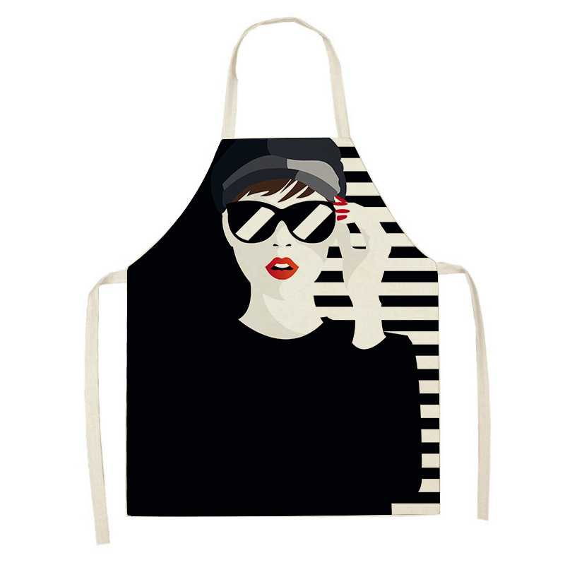 1ks Dámské grafický potisk Kuchyňské zástěry Dámské Lněný bryndák proti znečištění Bez rukávů Zástěry na čištění domácnosti Příslušenství pro domácí vaření