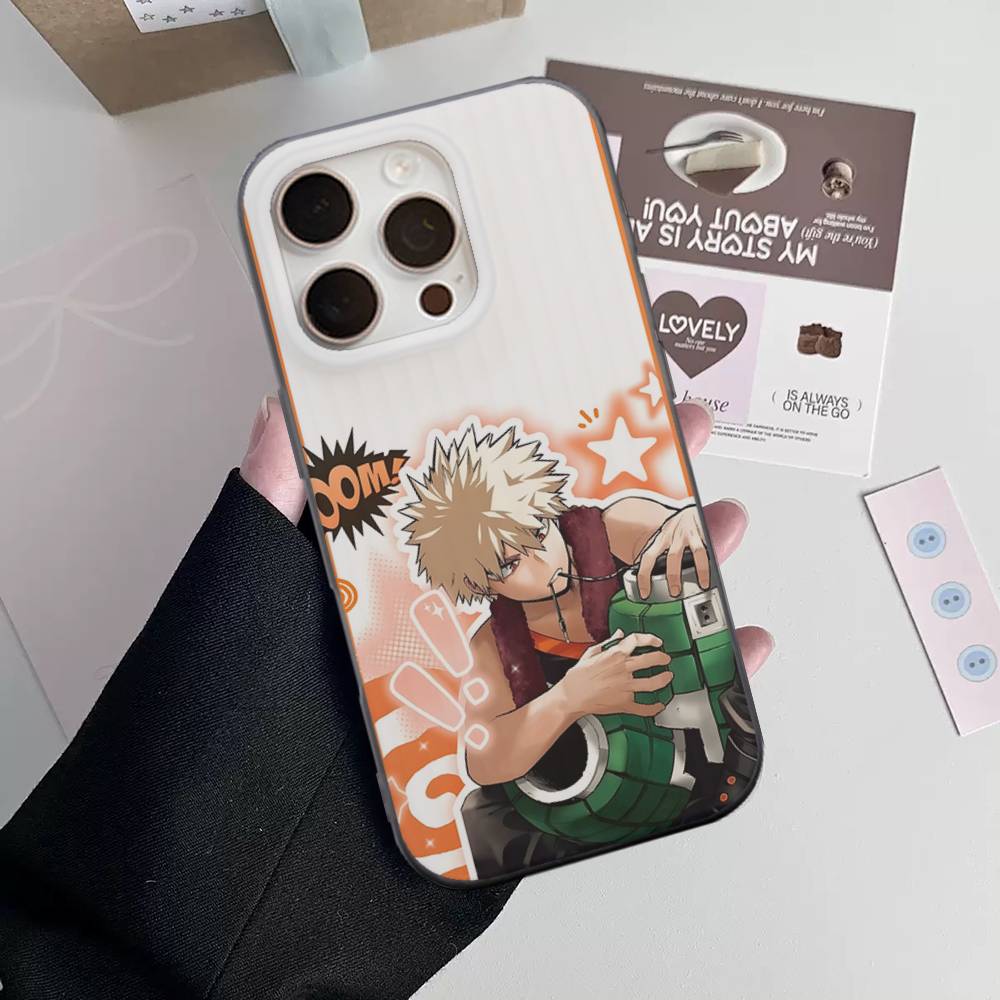 

My Hero Academia Katsuki Bakugo My Hero Soft Stripe Corrugated Phone Case For IPhone 17 Air 11 12 13 14 15 16 Pro Max Plus Cover iPhone 17