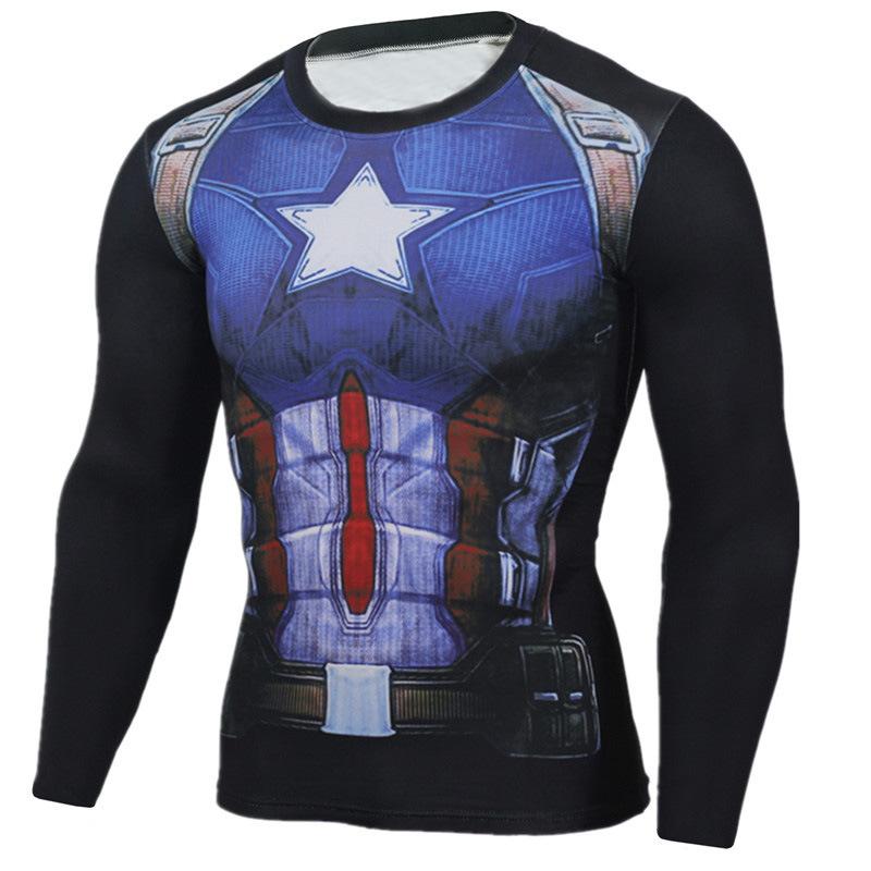 T-shirt Imprimé Numérique 3D Super-Héros Manches Longues Thème Halloween Fête Costumée Tenues de Jeu de Rôle pour Homme