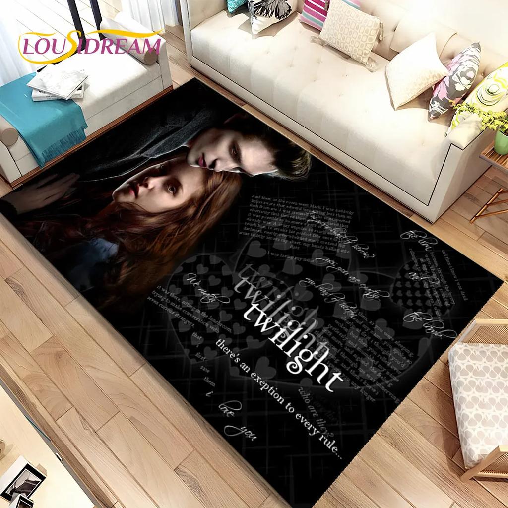 Tapete de Área Impresso em HD Saga Crepúsculo Grande, Tapete para Sala de Estar Quarto Sofá Capacho Decoração, Tapete de Chão Antiderrapante para Crianças