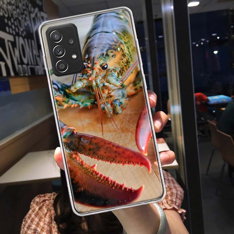 Live Lobster Phone Case for Samsung A54 A57 A37 A17 A14 A15 A12 A24 A34 A55 A35 A25 A52S A07 A05S A04S A22 A32 A72 Galaxy Note 2