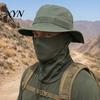 Quick-drying Hat Camouflage Sun with Balaclava Face Mask, UV Protection Men Wide Brim Hat, Breathable Bucket for Outdoor Fishing Hiking Cycling