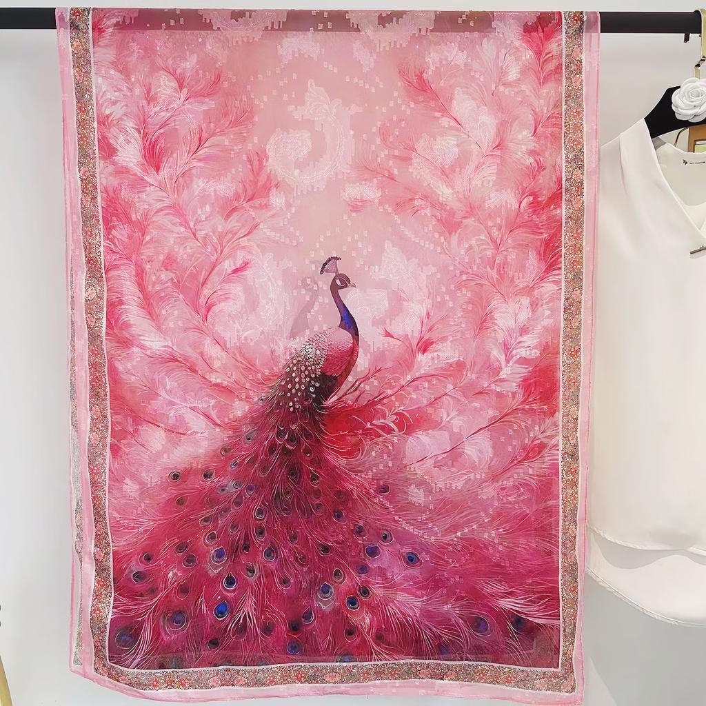 Simulationsseide Mode Blume-Schnitt Seidenschal Damen Einseitig Zweifarbig Blume Retro Schal