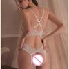 Sexy Lingerie For Women Lace Floral Bra Crotchless G-strings Underwear Deep V Breast Porn Open Bodysuit Transparent Female Sets