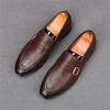 Fashion New Pointed Slip On Black Brown Dress Leather Shoes For Men Designer Monk Strap Loafers Homecoming Wedding Zapatillas Hombre