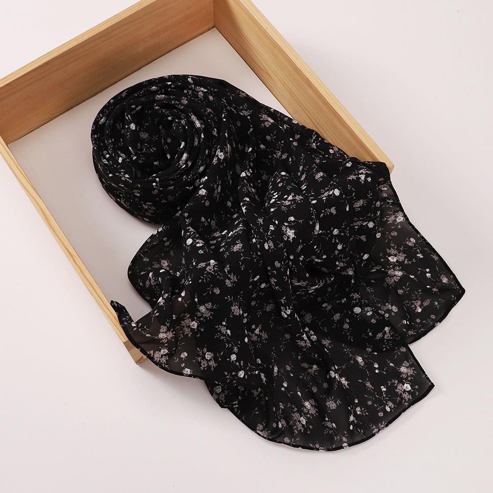 New Printed Hijabs Shawl Bubble Chiffon Hijabs Woman Design Flower Shawls Muslim Scarves Headscarf Wraps Turbans Long Scarves
