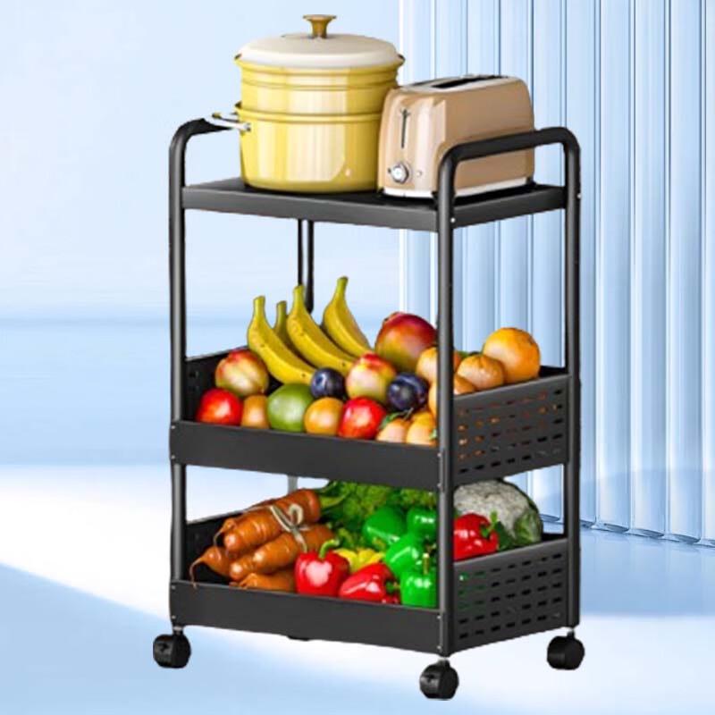 3-Tier Floor-Standing Kitchen Storage Rack with Baskets