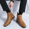 New Boots for Men Black Brown Superfiber Leather High Top Office Business Brand Chelsea Boots Size 38-46 Men Boots
