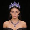Princess Purple Tiaras and Crowns 3-pack Wedding Crown Sets and Necklace Earrings for Party Birthday Costume Jewelry Bridal