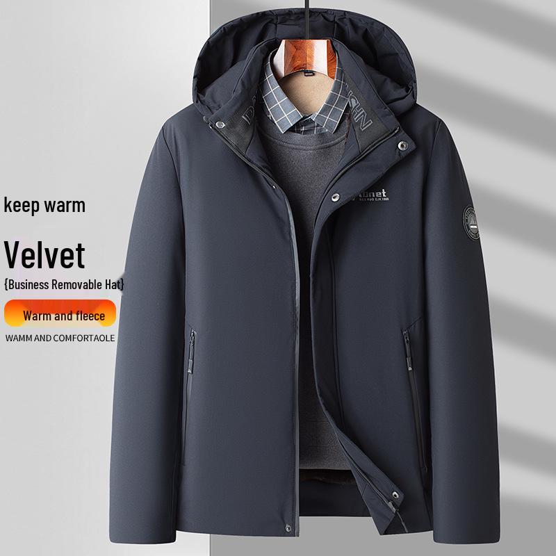 Men's Plus Velvet Thickened Winter Cotton Jacket - Warm, Windproof, Stylish for Middle-aged & Elderly