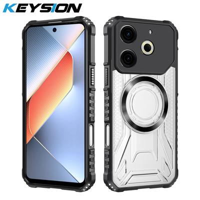 KEYSION Průhledný magnetický kryt pro TECNO Pova 6 Neo 4G Silikon+PC Odolný nárazuvzdorný kryt na telefon pro Tecno Pova 6 Neo 4G