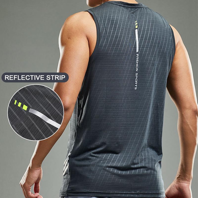 Men's Running Tank Top Fitness Wear Shirts Tops Man Sports First Layer Undershirt Ice Vest Sweatshirt Gym Tees Singlet Marathon