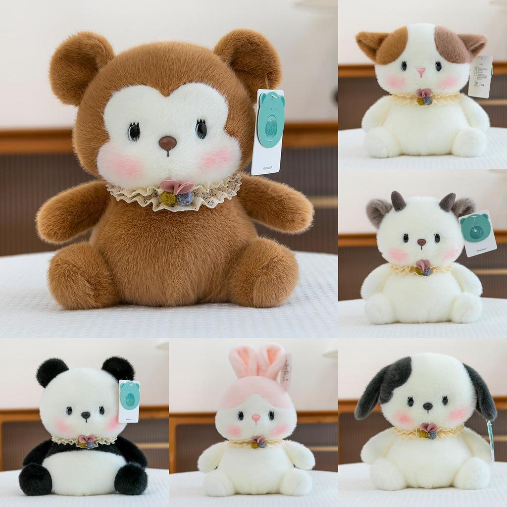 Rabbit Cat Panda Plush Toys With Lace Scarf Decoration For Kids Gift Giving