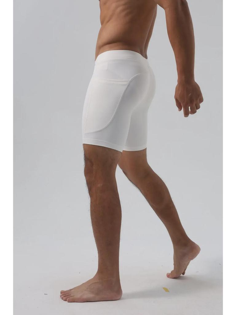 Men's Super Elastic Three-Quarter Ice Silk Tights with Pockets