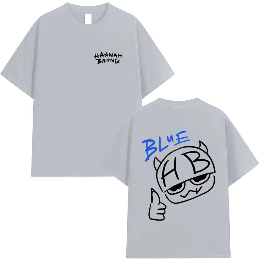 Summer Funny Hannah Bahng Blue Graphics Tshirt Streetwear Men Cotton Quality Short Sleeve Fashion TShirt Cozy Oversized Clothes